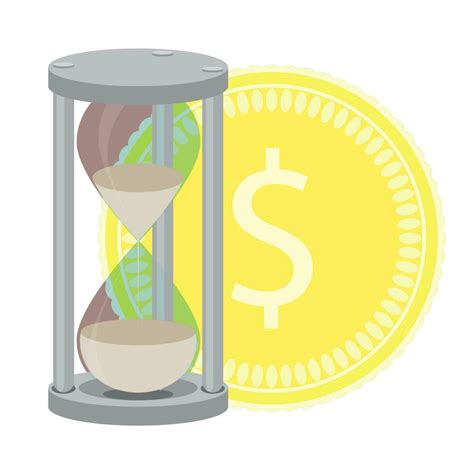 Time Is Money Hourglass With Golden Coin Vector 23661670 Vector Art At Vecteezy