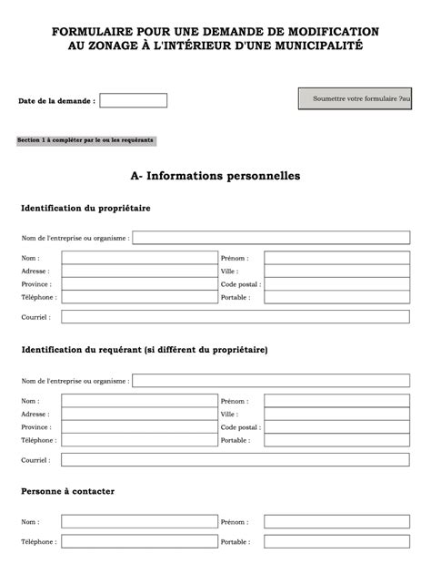 Fillable Online Csrpa Formulaire Pour Demande De Modification Au Zonage