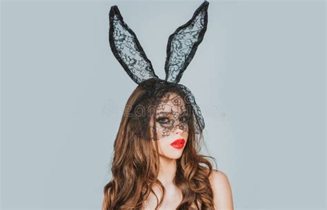 Easter Bunny Girl Woman Rabbit Mask Sensual Seductive Female Stock Image Image Of Spring