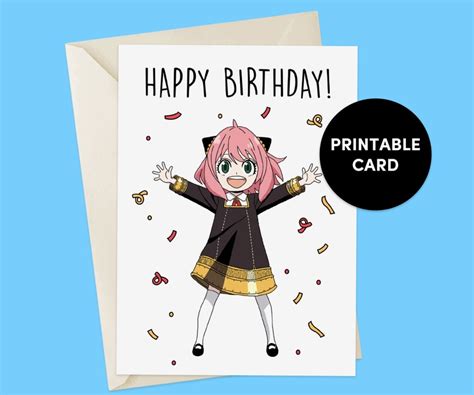 Anime Birthday Card Printable Birthday Card Anime Greeting Etsy Canada