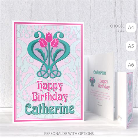 Art Nouveau Birthday Card For Her Happy Birthday Card Etsy Australia