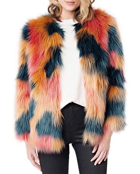 Multi Color Faux Fur Coat Tradingbasis