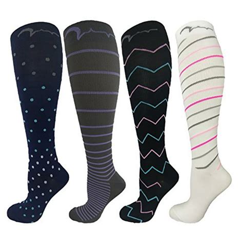 4 Pair Extra Soft Smallmedium Colorful Compression Socks Moderatemedium Graduated Compression