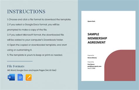 Sample Membership Agreement Template In Word Google Docs Pages