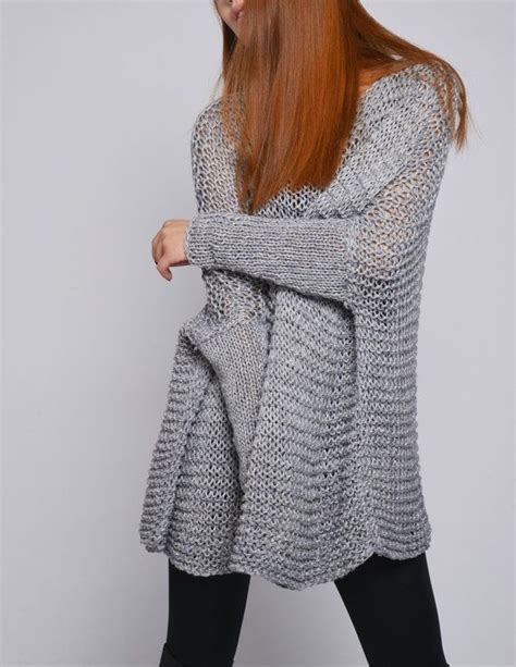 Suéter De Mujer De Gran Tamaño Knit Sweater En Color Gris Salaş Kazak Örgü