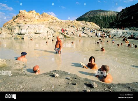 Italy Sicily Aeolian Islands Sulfurous Mud Bath On Vulcano Island