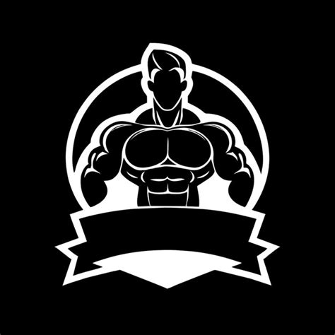 Cool Men Body Builder Body Logo Vector Illustration Cartoon Premium