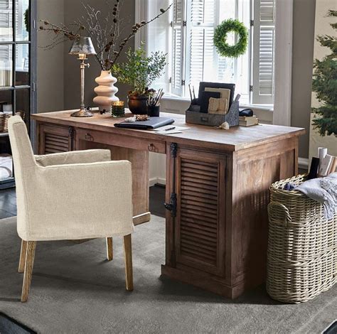 Bureau Woodmore Bois De Manguier Marron Vieilli Bureau Loberon