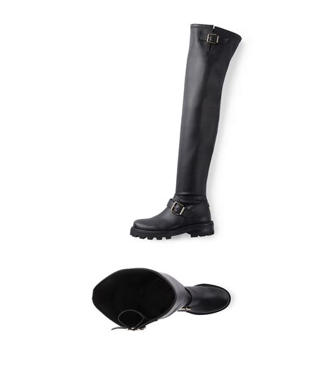 Womens Jimmy Choo Black Biker Ii Leather Over The Knee Boots Harrods Us