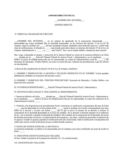 Amparo Directo Fiscal AMPARO DIRECTO FISCAL NOMBRE DEL QUEJOSO