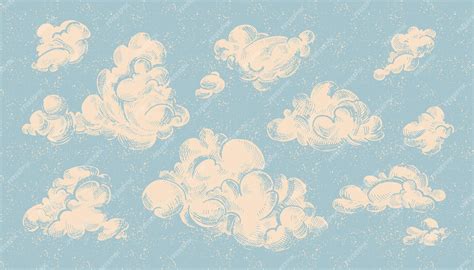 Premium Vector Hand Drawn Vintage Engraved Clouds Set Detailed Ink