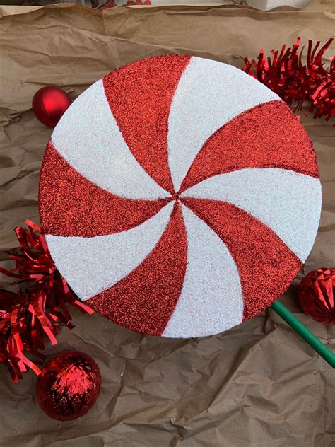 Swirl Peppermint Lollipop Christmas Tree Decoration Red Etsy