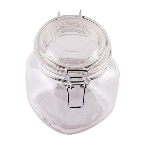 Amrut Round Airtight Storage Glass Jar With Lid Clip 05 L 500 Ml