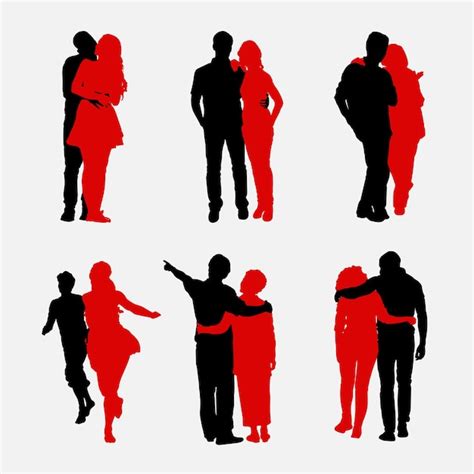 Premium Vector Set Of Silhouettes Of A Happy Married Couple