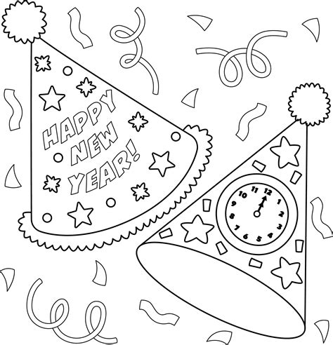 New Years Eve Party Hat Coloring Page For Kids Fun Free Coloring Pages