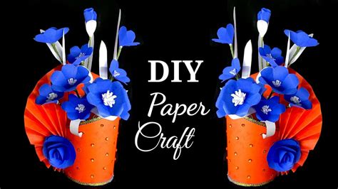 How To Make A Paper Flower Vase Easy Paper Flower Vase Making Ideas