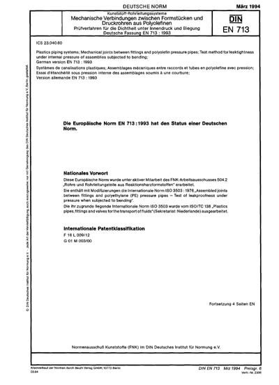 Din En De Kunststoff Rohrleitungssysteme Mechanische