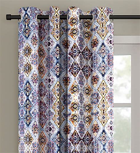 Buy Multicolor Semisheer Polyester Feet Window Eyelet Curtain By Eyda