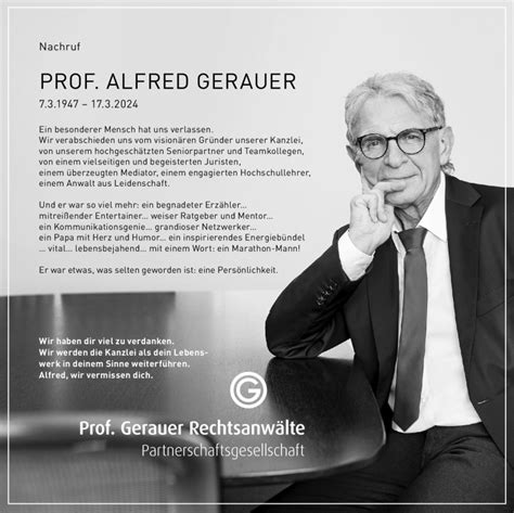 In Memoriam Prof Alfred Gerauer Prof Gerauer Rechtsanw Lte