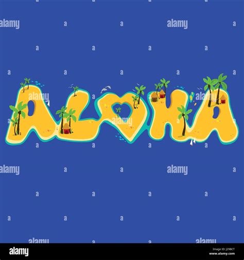 Group Of Islands Creating The Aloha Word Aloha Hand Lettering With