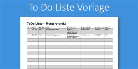 To Do Liste Vorlage Gratis Pendenzenliste Word Excel