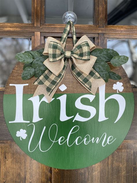 St Patricks Day Irish Welcome Door Hanger Front Door Etsy Door