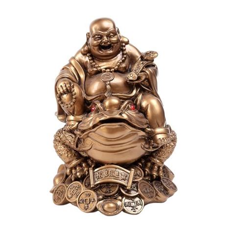 Bouddha riant pièce assis sur la statue de grenouille figurine d