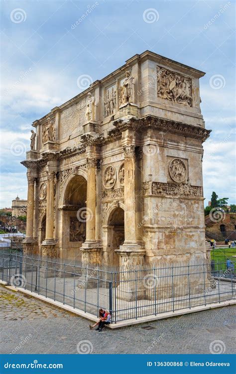 Arch Of Constantine Is Triumphal Arch Rome Italy Editorial Stock