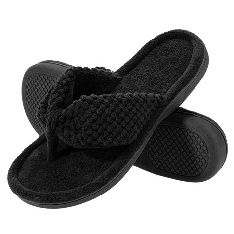 Rockdove Womens Memory Foam Flip Flop Slipper Cozy Summer Spa Thong With Terry Bedroom