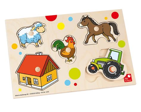 Holz Puzzle Bauernhof 5 Bauernhof Motive Selecta Spielzeug