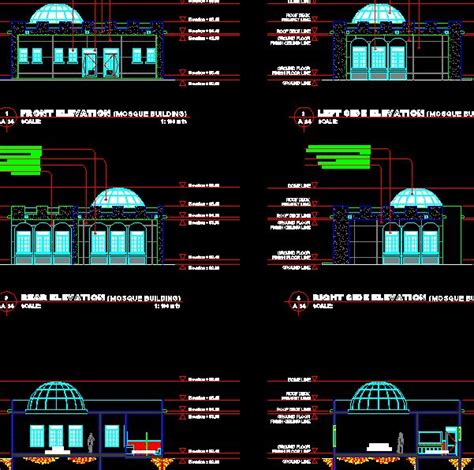 Mosque Building Dwg Modern Design Of Elevation Of Building Floor