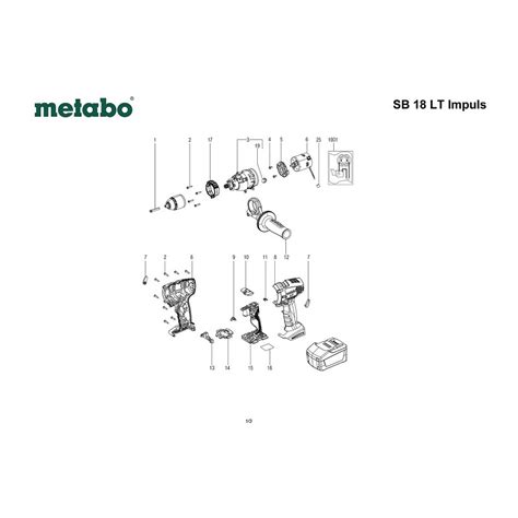 Metabo Spare Parts for Cordless Drill SB 18 LT Impuls