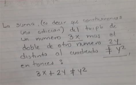 La Suma Del Triple De Un Número Más El Doble De Otro Número Distinto Al Cuadrado Procedimiento