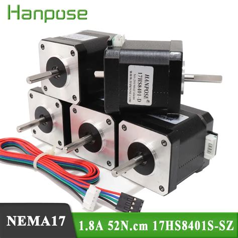 5pcs 17hs8401s Sz 52ncm Nema17 Stepper Motor 48mm Double Shaft Motor 4