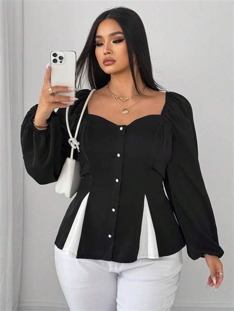 Celure Plus Size Women S Sexy Elegant Patchwork Open Slit Long Sleeve