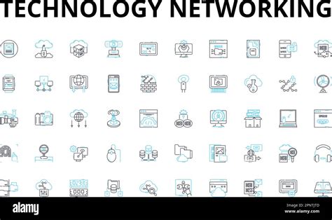 Technology Networking Linear Icons Set Ethernet Wi Fi Router