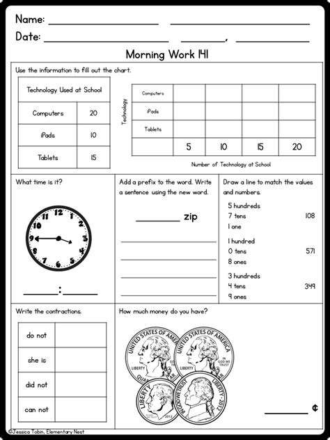 New Year Day Morning Work For Second Grade