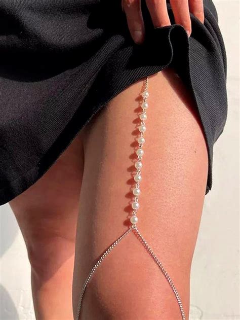 Faux Pearl Decor Thigh Chain Thigh Chain Jewelry Fashion Trends Leg