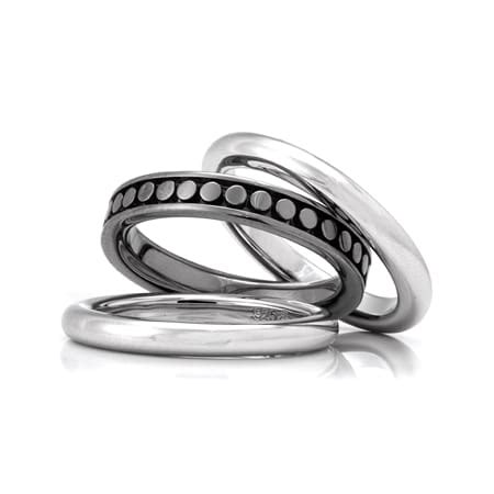 Tvsn Sterling Silver Set Of Stacking Rings