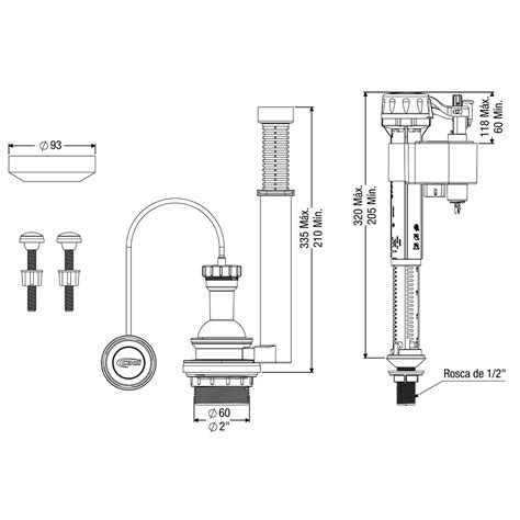 Kit Mecanismo Pneumático Completo 6 Litros Para Caixa Acoplada