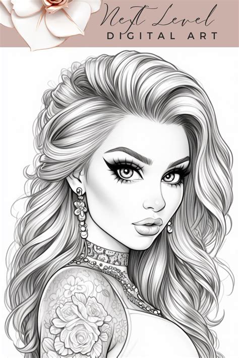 100 Beauty Queens Grayscale High Fashion Colouring Sheet Pages For