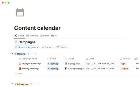 Content calendar 2024 | Notion Template