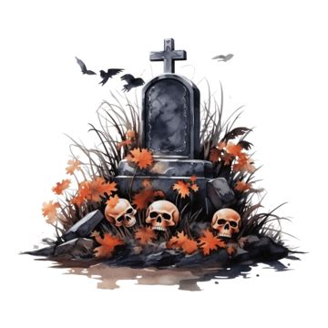 Watercolor Halloween Grave, Watercolor, Clip Art, Hand PNG Transparent ...