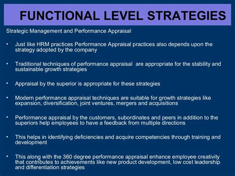 Functional Level Strategies