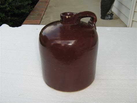 Old Vintage Antique Whiskey Jug Brown Stoneware Crock Primitive Fresh