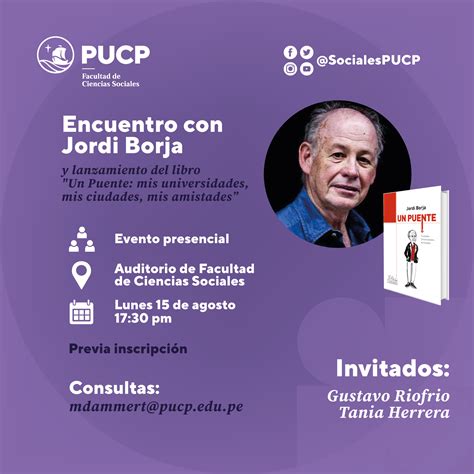 Encuentro Con Jordi Borja Y Lanzamiento Del Libro Un Puente Agenda