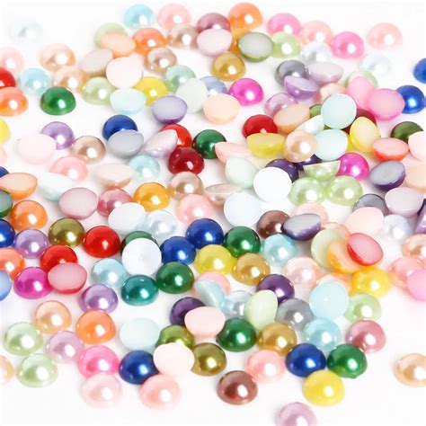 Mm Multi Color Pcs Abs Imitation Pearls Half Round Flatback Pearls