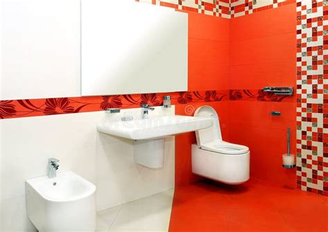 Red bathroom stock photo. Image of indoors, faucet, contemporary - 8874954