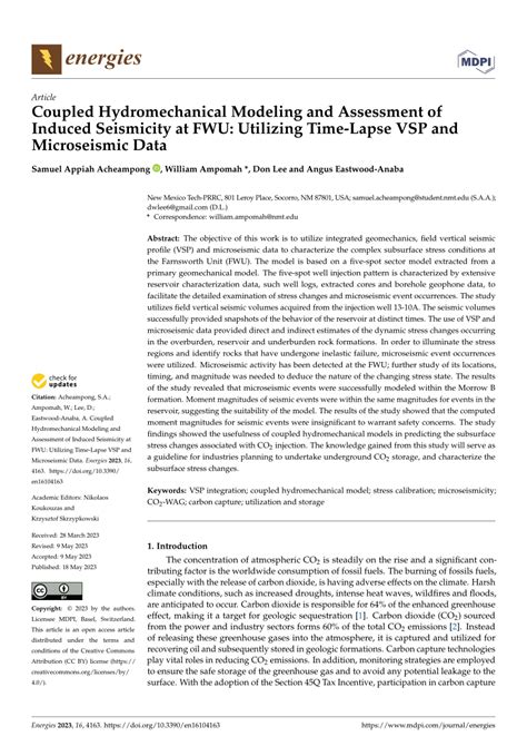 PDF Coupled Hydromechanical Modeling And Assessment Of Induced