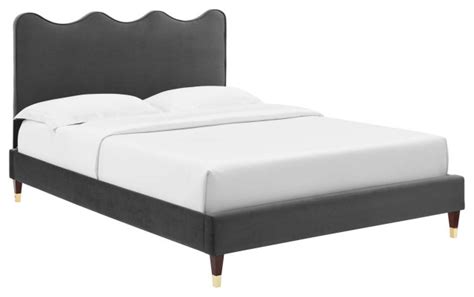 Current Performance Velvet King Platform Bed Transitional Platform